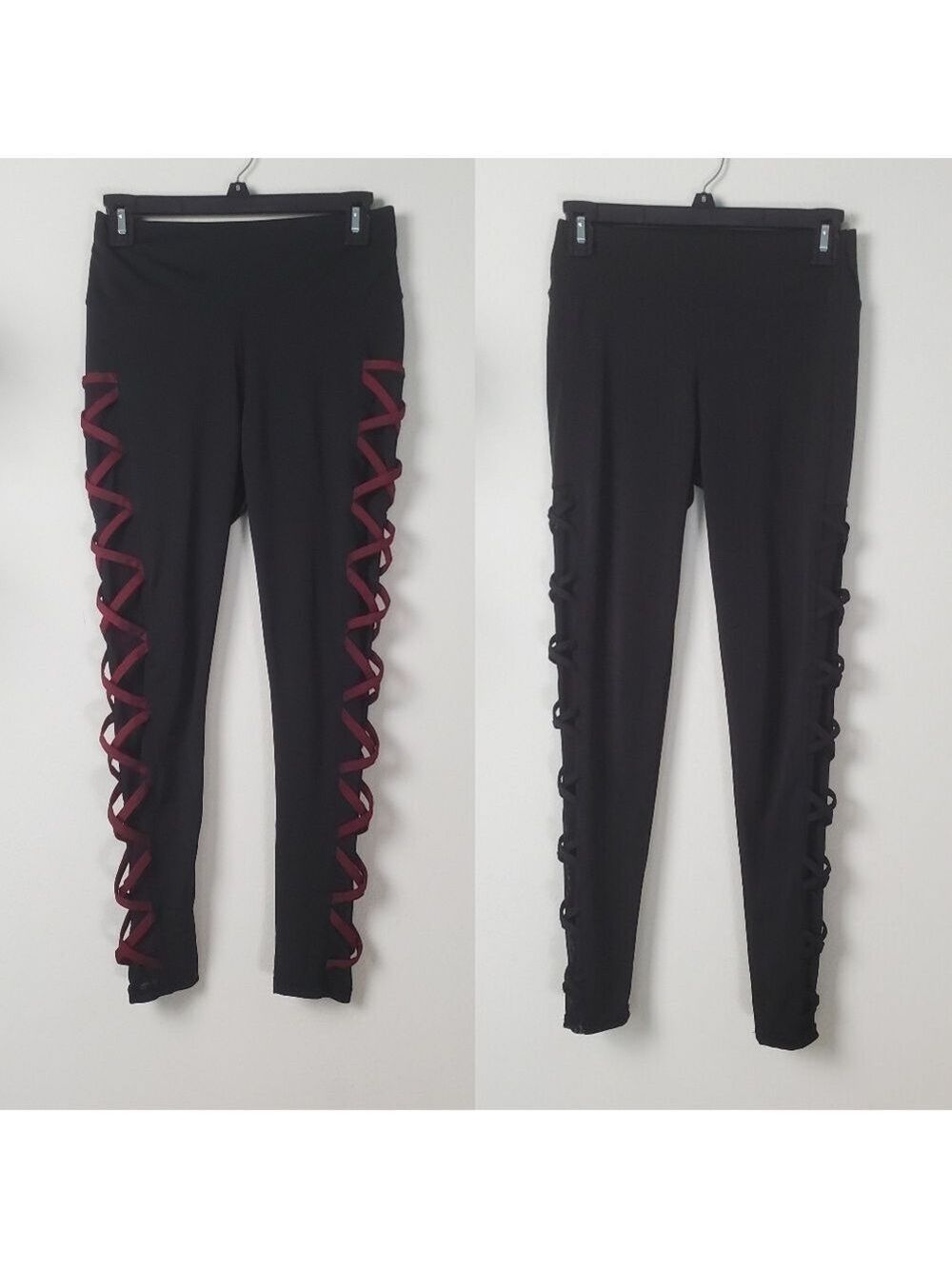 Black Burgundy Athletic Leggings Pants Bundle Size Small Medium